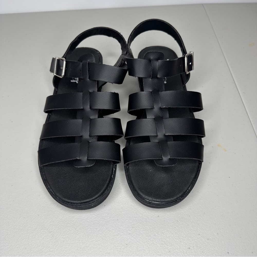 Jellypop Strappy Sandal Women’s Size 8 M Black Fisherman Gladiator Faux Leather - Picture 2 of 9